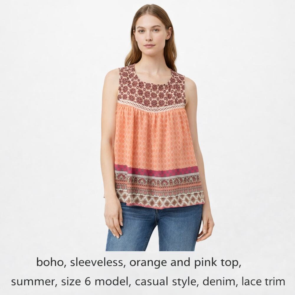 Fig and Flower Tank Top Size Small NWT lace scoop neck